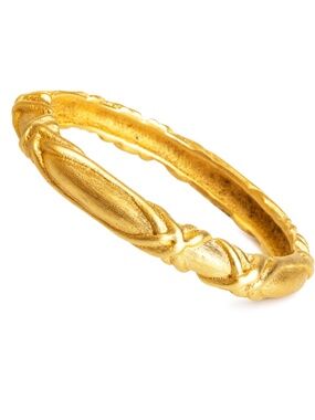 Givenchy Bracelet Bangle Gold Metal Textured Abstract Vintage 80s Jewelry